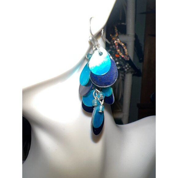 Vintage Blue Cha-Cha Earrings - Picture 2 of 9